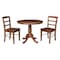 International Concepts 36 in. Round Top Pedestal Dining Table with 2 Madrid LadderBack Chairs - 3 Piece Dining Set K42-36RT-C2-2 - alternate 3